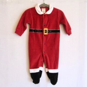 Emma & Jack Santa  Holiday Footed Onesie